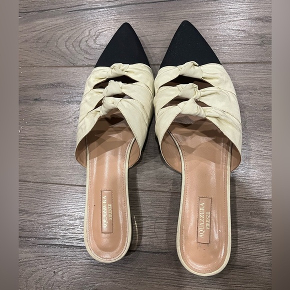 [41/10] AQUAZZURA Mondaine Knotted Flat Mules - Picture 3 of 9